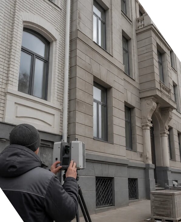Лазерное сканирование фасадов зданий для обследования в Мытищах